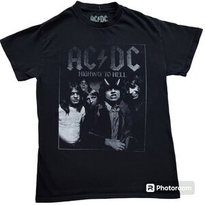 AC/DC Highway to Hell Black Rock  Grunge Band T shirt sz S